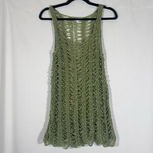 Green Open Knit Tank Top by Mingle